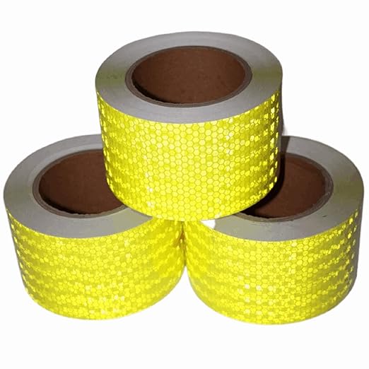 Fluorescent Yellow Reflective Tape Outdoor Waterproof 3 inch Wide, High Visibility Safety Industrial Marking Tape (66 feet, 3 Rolls)
