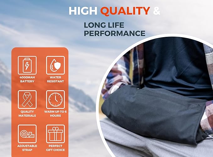 Electric Heated Hand Warmer Pouch – Portable, Up to 200°F Heat – Ideal for Camping, Hunting, Football, Golf, and Cold-Weather Sports – Compact, Water-Resistant, Durable