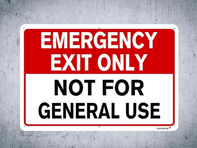Emergency Exit Only Not for General Use Sign, 10x14 Inch, No Trespassing Reflective Aluminum Sign