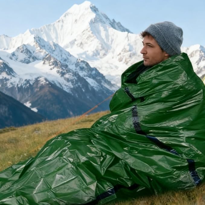 6 Pack 82.7" x 49.2" Emergency Sleeping Bag Emergency Thermal Blanket Survival Bivvy Sack Blanket with Whistle Waterproof Lightweight Portable Shelter for Outdoor Camping Hiking