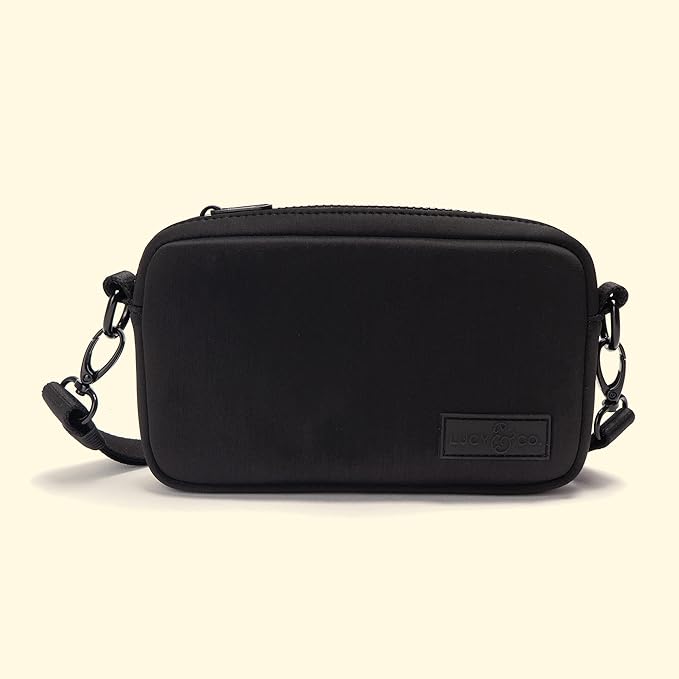 Lucy & Co. Crossbody Treat Pouch, Fanny Pack, Shoulder Bag - Wear 3 Ways, Hidden Poop Bag Dispenser, Zip Treat & Phone Pocket, Dog Accessories (Black)