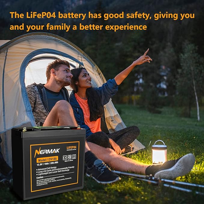 12V 18Ah Lithium LiFePO4 Deep Cycle Battery, 2000+ Cycles Lithium Iron Phosphate Rechargeable Battery for Solar Power, UPS, Lighting, Marine, Scooters, Fish Finder and More, Built-in 20A BMS