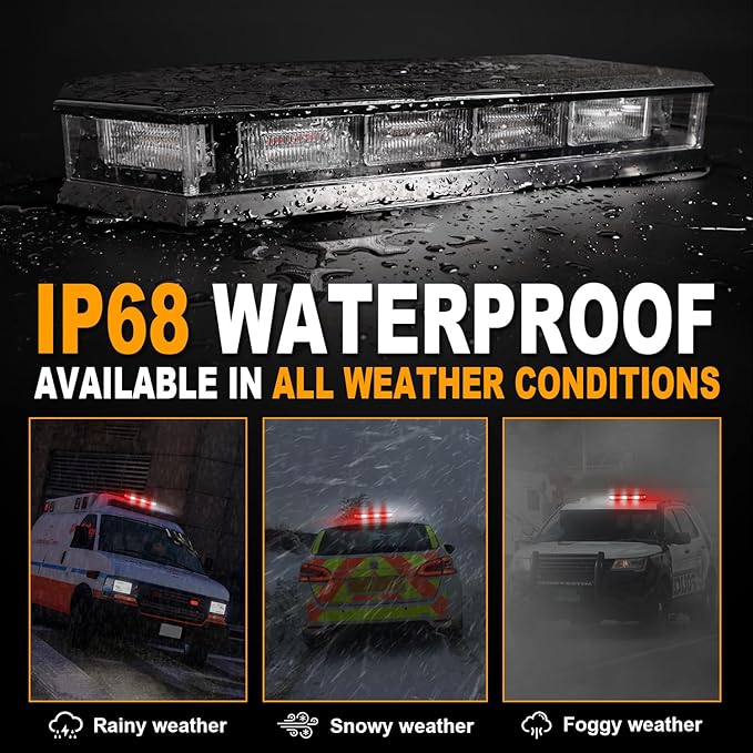ASPL 16.5 Inch Roof Top Beacon Emergency Strobe Light - 56 LED Magnetic Warning Caution Bar for Traffic Hazard Plow - Trucks Vehicles Construction Snowplow (Red/White)