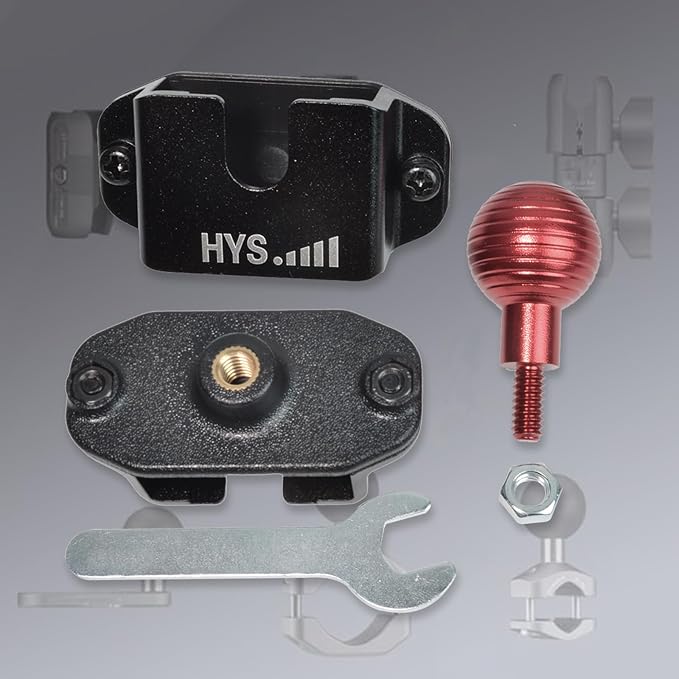 HYS Handheld Radio/Mic Hanger with Belt Clip/Round Knob Holder with 1" (25mm) Ball Head Adapter Compatible with RAM mounts B Size Double Socket Arm & Bike Motorcycle Ham Radio Mount