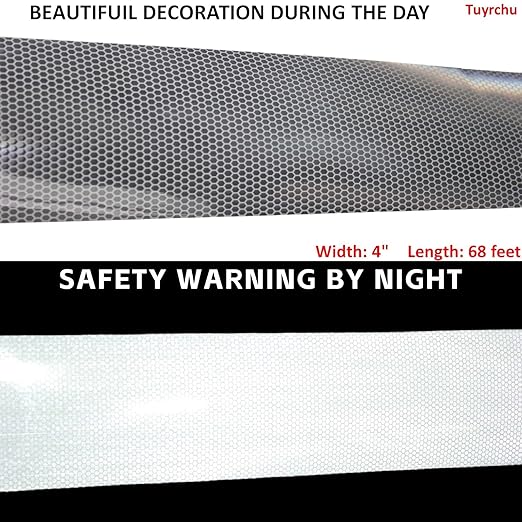 Non Fading Silver Reflective Tape 4 inch Wide, Outdoor Waterproof Safety Adhesive Stickers, High Visibility Industrial Marking Tape (68 feet)