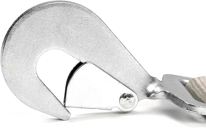 VULCAN Axle Tie Down Combo Strap with Snap Hook Ratchet - 2 Inch x 114 Inch - 4 Pack - Silver Series - 3,300 Pound Safe Working Load