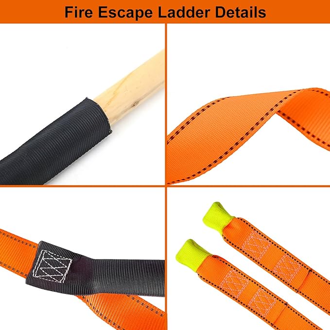 Fire Escape Ladder, 26.2 Feet Emergency Fire Ladder, 2-3 Story Homes Reusable Safety Rope Ladder for Kids and Adults