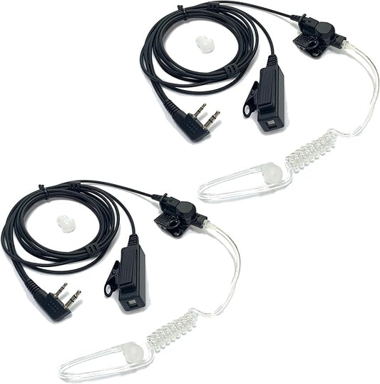 SAMCOM Walkie Talkie Surveillance Acoustic Tube Earpiece, 2-Wire Air Tube Headset with Mic for Two Way Radios, Hands-Free Earpieces Compatible with FPCN10A FPCN30A Radios, 2 Pcs