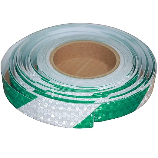 Green White Reflective Tape 1 inch Wide for Trailer, Outdoor Waterproof High Visibility Safety Warning Adhesive Strips (166 feet)