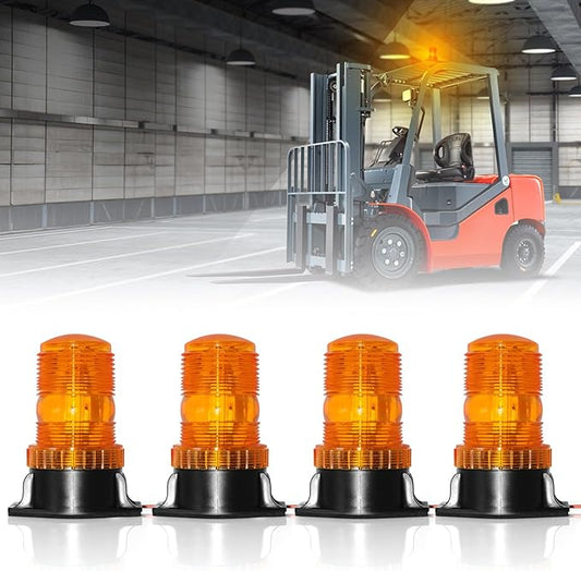 30 LED Amber Forklift Strobe Light 30W Vehicle Roof Safety Beacon Light for 10-110V Mower, ATV, Trucks, Tractor, Golf Carts, UTV, Cars, Bus - 4 Pack