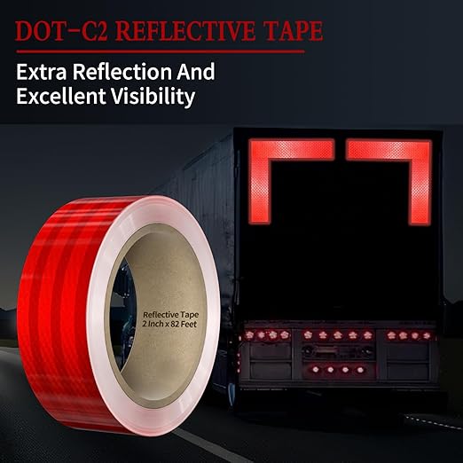 Reflective Tape, 2 Inch x 30 Feet - High Intensity - Red Reflective Safety Tape Waterproof Conspicuity for Trailer Reflector Trucks Bikes Baby Strollers Helmets