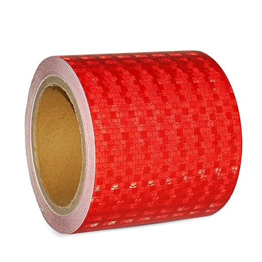 Reflective Tape, Waterproof Self Adhesive Dot Reflective Tape Outdoor Safety Caution Reflector for Trailers, Bikes, Cars（Red, 4 Inch x 65 Feet）