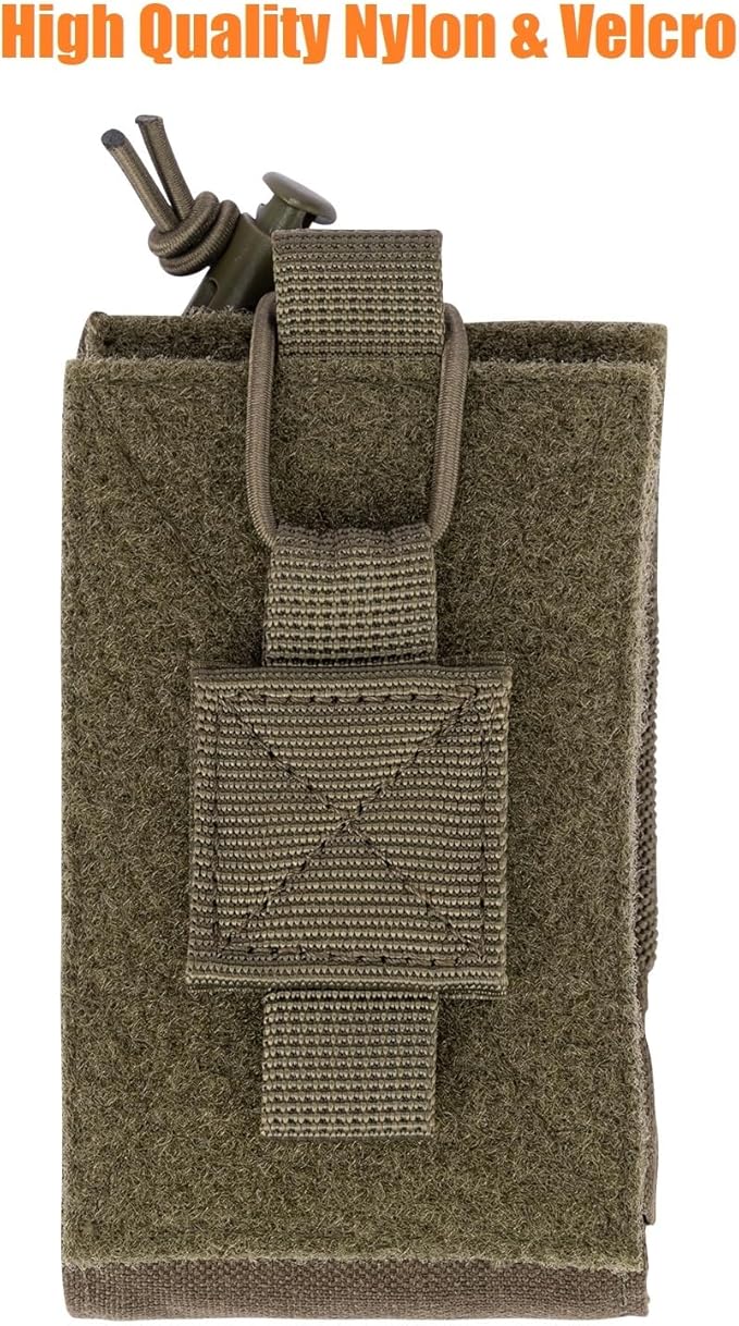 Adjustable Radio Pouch MOLLE Radio Holder for Tactical Duty Belt Two Ways Radio Holster Walkie Talkies Case Rifle Mag Carrier 5.56mm 7.62mm Magazine Nylon Carry Bag for Police Security Rescue