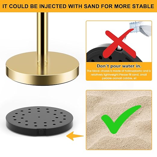 LOVMOR Stainless Steel Stanchion Post, 5 FT Red Carpet Ropes and Poles, 4 pcs Gold Stanchions with Red Rope, Hollow Base and Velvet Ropes Safety Barriers Set, Carpet Runner for Party