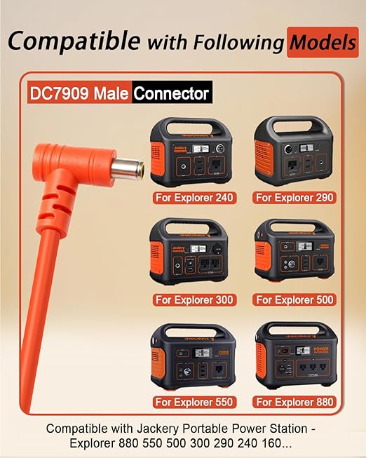 14AWG 2M/6.6FT Car Charging Cable for Jackery Portable Power Station Explorer 880 550 500 300 290 240 160 Cigarette Lighter Charger DC Adapter Cord