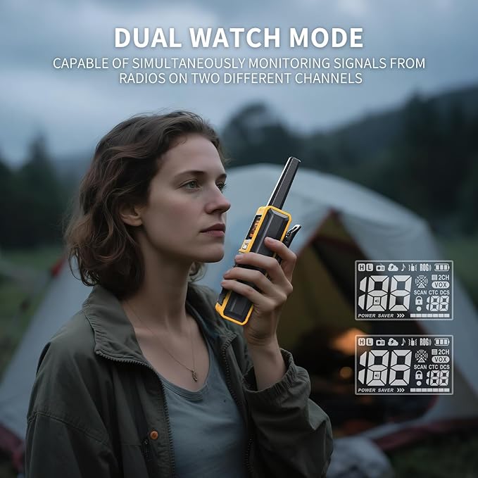 Walkie Talkies Long Range for Adults - G1Pro+ IP67 Waterproof Walkie Talkie Rechargeable Heavy Duty Two Way Radio with FM Radio, VOX, SOS& NOAA Weather Alerts (2 Pack)