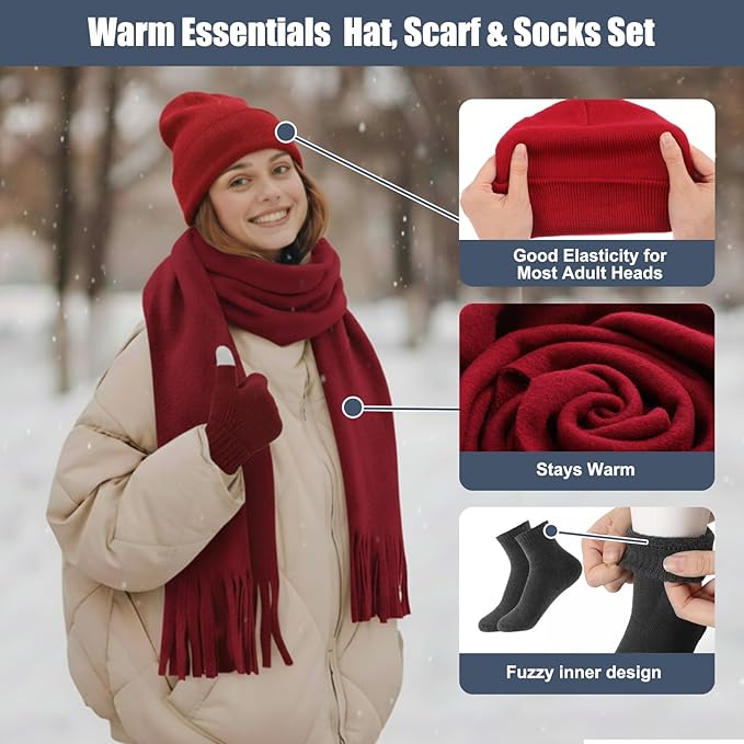 216 Pcs Homeless Care Package Supplies Bulk Winter Emergency Blankets Beanies Hat Gloves Scarves Socks Drawstring Bags for Men Women Cold Weather Camping Outdoor Survival Kit (5 Colors)