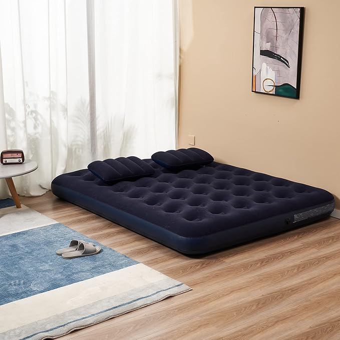 DIMAR GARDEN Queen Size Camping Air Mattress Inflatable Bed with Pillow,Include Hand Pump