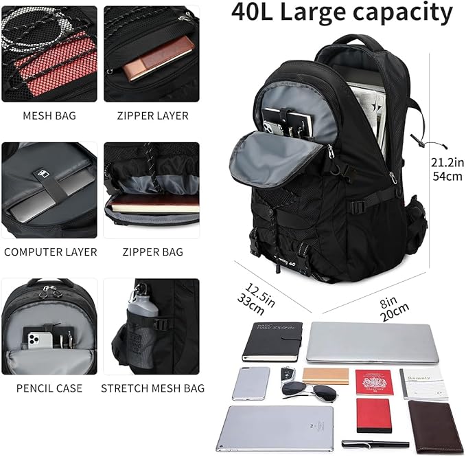 BOVIP 40L Hiking Backpack Waterproof Lightweight Daypack Travel Sports Camping Backpack for Men Women