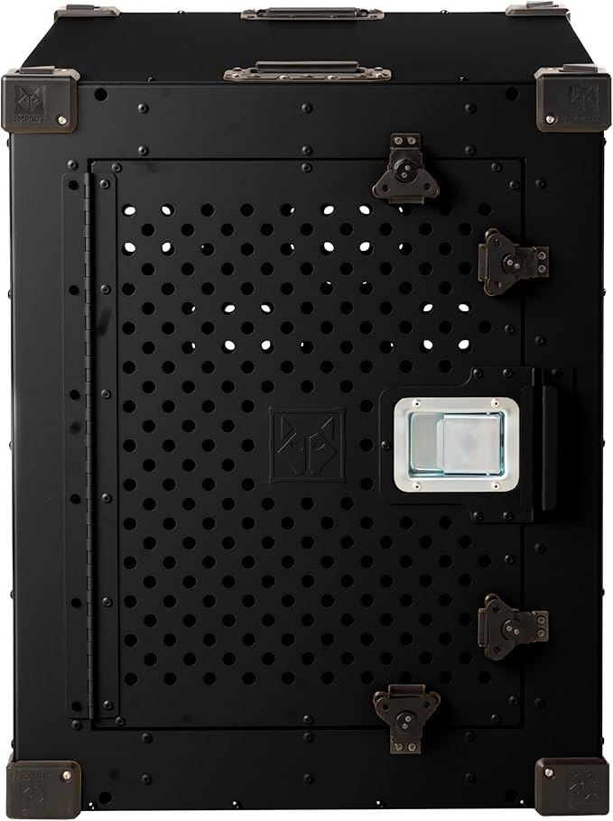 Impact Indestructible High Anxiety Crate for Intermediate Dogs - Heavy Duty Escape Proof Indoor Dog Kennel with Powder-Coated Aluminum - Ideal for Escape Artists (Black, 34" (34.5" L x 23" W x 29" H)