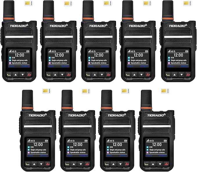TIDRADIO TD-G18 Rapid Walkie Talkies Unlimited Range 6000+ Miles, Long Range Nationwide PTT 4G LTE PoC Radio with SIM Card Global Use for Family, Logistics, Company -9Pack
