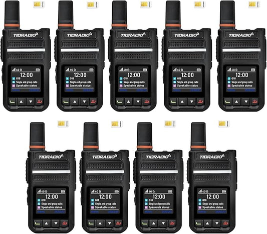 TIDRADIO TD-G18 Rapid Walkie Talkies Unlimited Range 6000+ Miles, Long Range Nationwide PTT 4G LTE PoC Radio with SIM Card Global Use for Family, Logistics, Company -9Pack
