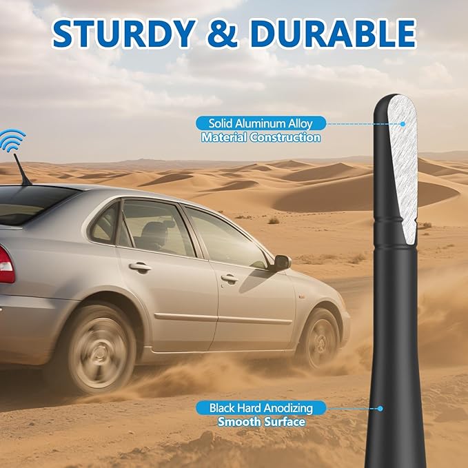 4 Inch Car Truck Short Antenna, Aluminum Car Antenna Replacement Mast Vehicle Stereo AM FM Radio Antennas for Cars Trucks Pickups Off-Roads