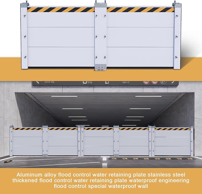 Flood Barriers for Garage Door & Home Entry, Heavy Flood Protection Barrier, Quick Installation, Reusable, Stackable, Aluminum Flooding Panels Blocks Can block water levels up to 4ft (H 55" L 7.5ft)