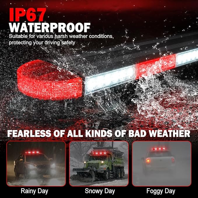 ASPL 31 inch Low Profile Rooftop Emergency Strobe Lights Bar Full Aluminum Flashing Safety Warning Traffic Advisor Lightbar Hazard Snow Plow Light for Trucks Tow Construction Vehicles (Red/White)