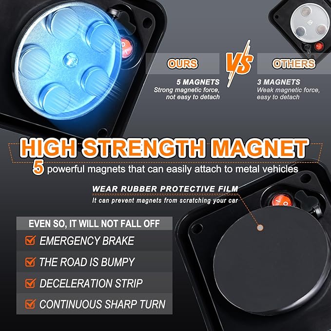 2PCS Battery Operated Led Strobe Light, Magnetic Wireless LED Rechargeable Strobe Light for Trucks Car Surface Mount Beacon Warning Emergency Flashing Light for Vehicles Trucks Tow (White)