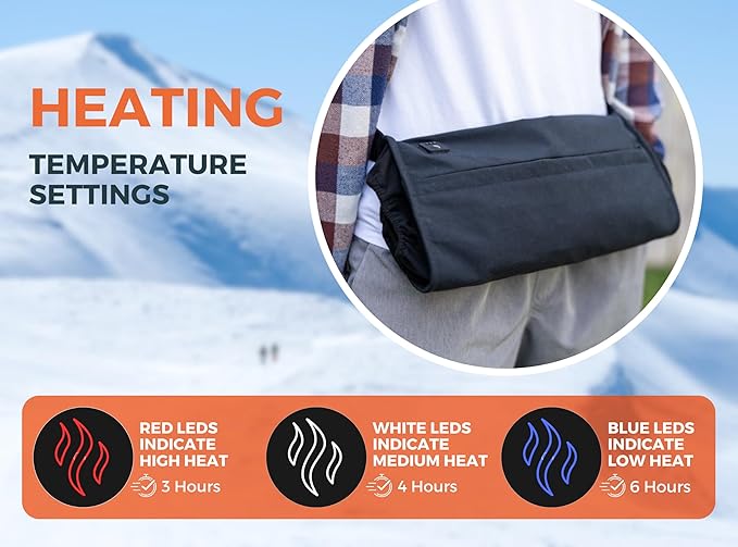 Electric Heated Hand Warmer Pouch – Portable, Up to 200°F Heat – Ideal for Camping, Hunting, Football, Golf, and Cold-Weather Sports – Compact, Water-Resistant, Durable