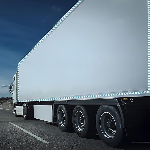 Blue White Reflective Tape 1 inch Wide for Trailer, Outdoor Waterproof High Visibility Safety Warning Adhesive Strips (166 feet)