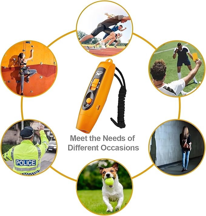 Rechargeable Bear Horn to Scare Bears, 125dB Electronic Air Horn with LED Flashlight & Compass & Thermometer, Electronic Whistle Bear Bells for Safety Hiking Camping Emergency Self Defense