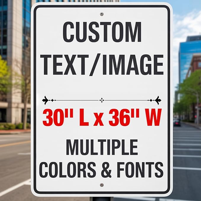 Custom Metal Sign - 30x36 Inch Weatherproof 0.04 Aluminum - Personalized Sign For Workplace, Home - Reflective Option - Single/Double Sided