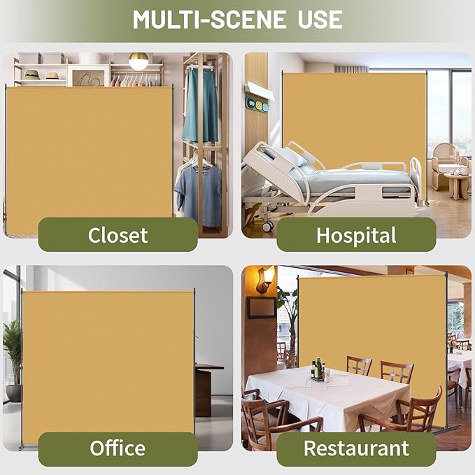 Room Divider, 72x72Inch Tall Single Panel Privacy Screen with Thickened Fabric,Portable Partition Wall for Room Separation,Freestanding Indoor Outdoor Room Separator,Khaki
