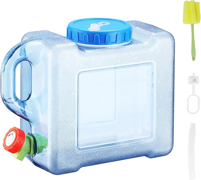 1.3 Gallon Water Jug,Camping Water Container with Spigot,BPA-Free with Cleaning,Brush Transparent Tank Portable,Suitable for Outdoor Camping and Hiking,Blue