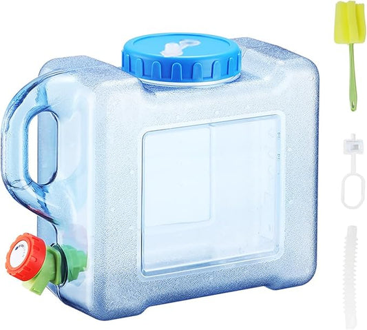 1.3 Gallon Water Jug,Camping Water Container with Spigot,BPA-Free with Cleaning,Brush Transparent Tank Portable,Suitable for Outdoor Camping and Hiking,Blue