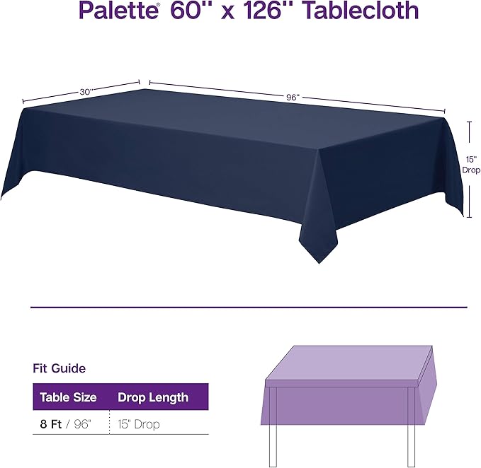 Gee Di Moda Rectangle Tablecloth - 60 x 126 Inch Chocolate Table Cloth for 8 Foot Rectangle Tables - Heavy Duty Washable Fabric - for Holiday Party, Dinner, Weddings, Baby Shower & Events