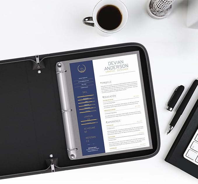 Fireproof 3 Ring Binder with Zipper, 1.5 Inch D Rings Hold up 375 Sheets of 8.5" x 11" (A4), Compatible with Clear Page Protectors, Built-in Net and Pen Holder(Black, 1 Pcs)