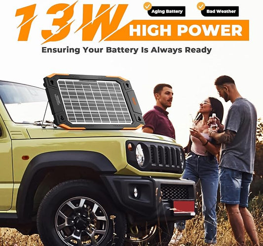 BALDR Upgraded 13W Solar Battery Trickle Charger Maintainer 12V Portable Waterproof Solar Panel Trickle Charging Kit for Car Automotive Boat Marine RV