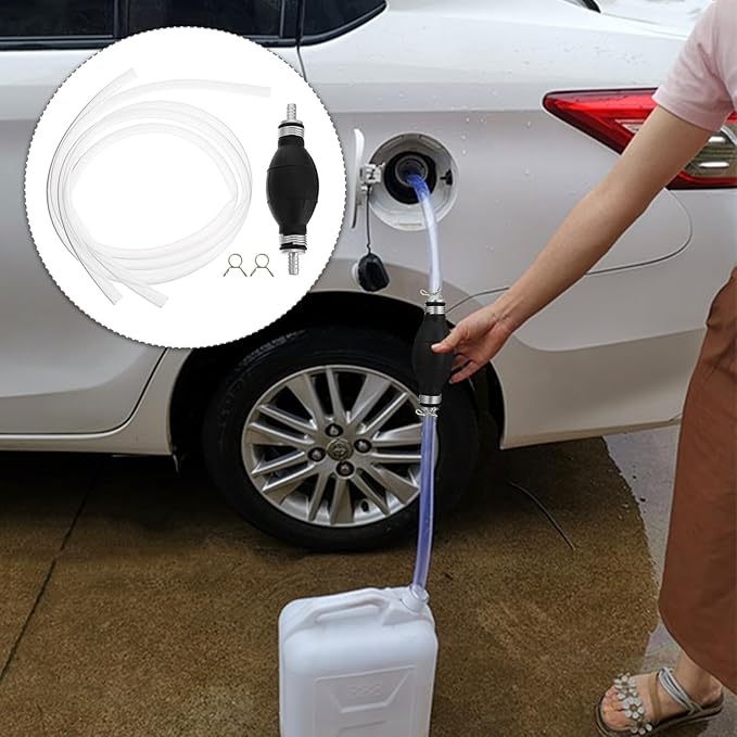 Veemoon One-way Hand Pump Manual Transfer Tool for Gasoline Oil Water Fish Use High Flow Siphon Pump with Thickened Tube for Emergency Liquid Extraction