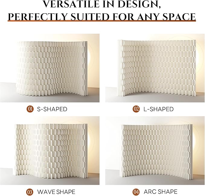 Foldable Room Divider Privacy Screens Movable Temporary Wall Space Partition, 5.25~9.19 FT Tall, 6.56~16.5 FT Width, Choice of Various Sizes and Styles