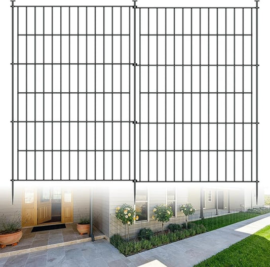 10 Panels Garden Fence Dog Fence Outdoor for Yard,40in H x 23.6ft L Rustproof Metal Fencing with Ground Stakes|No Dig Temporary Animal Proof Containment for Pets/Rabbits|Durable Patio Security Panels