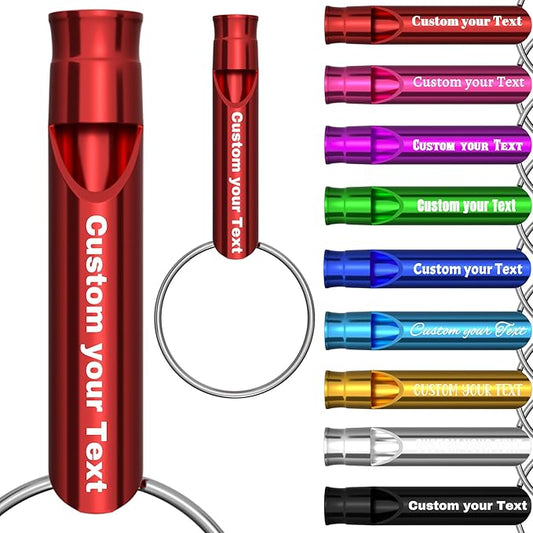 20 Pcs Custom Emergency Whistles with Keychains, Personalized Loud Safety Survival Whistle Engraved with Name/Text, Bulk Whistles for Outdoor Sports, Camping, Hiking, Boating, Hunting