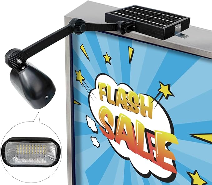 Commercial Solar Sign Lights,Solar Sign Light 5.5V 5.2W Solar Panel & Metal Aluminum Lamp Heads, Solar Billboard Light 3.7 Volts 5200 mAh (Single-Head floodlighting)