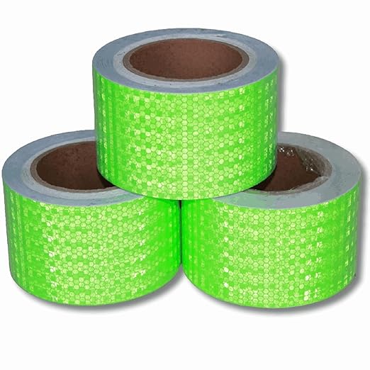 Green Reflective Tape Outdoor Waterproof 3 inch Wide for Cars, High Visibility Safety Warning Adhesive Strips (66 feet, 3 Rolls)