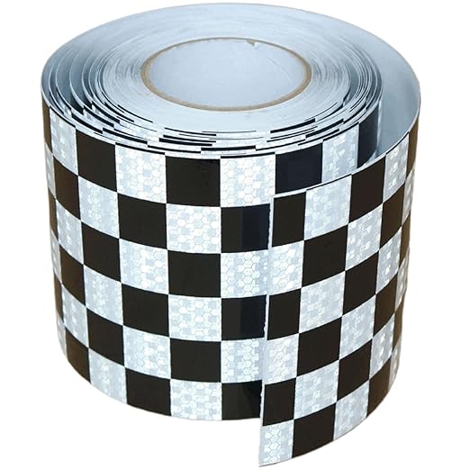 Black White Reflective Tape 6 inch, Outdoor Waterproof Hazard Conspicuity Warning Industrial Marking Tape (68 feet)