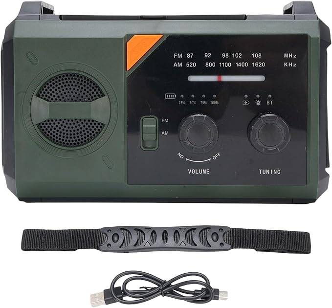 Emergency Radio Portable AM FM NOAA Weather Radio with 30000mAh Power Bank Hand Crank Solar Charging SOS Alert Flashlight Compass Reading Light for Outdoor Camping Survival