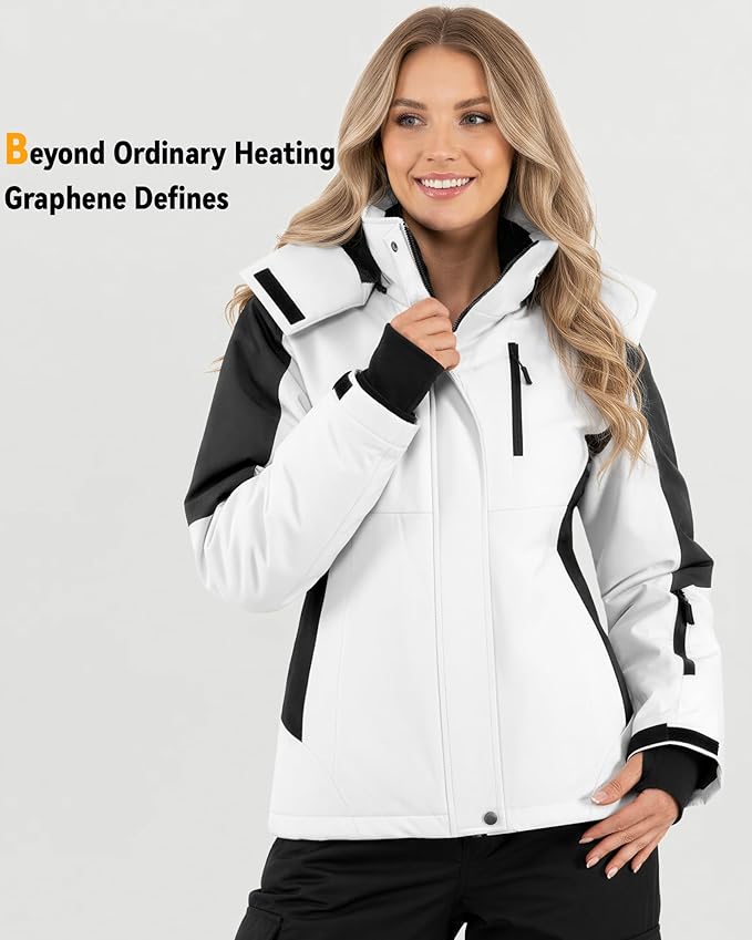 Wulcea Graphene Heated Jacket For Women 12V 18400mAh Fast Charge With Large Capacity