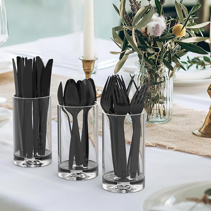 360 Count Black Plastic Spoons Disposable, BPA-Free, Heat Resistant, Solid and Durable Disposable Spoons Heavy Duty Bulk, Premium Spoons plastic disposable for Party Supply